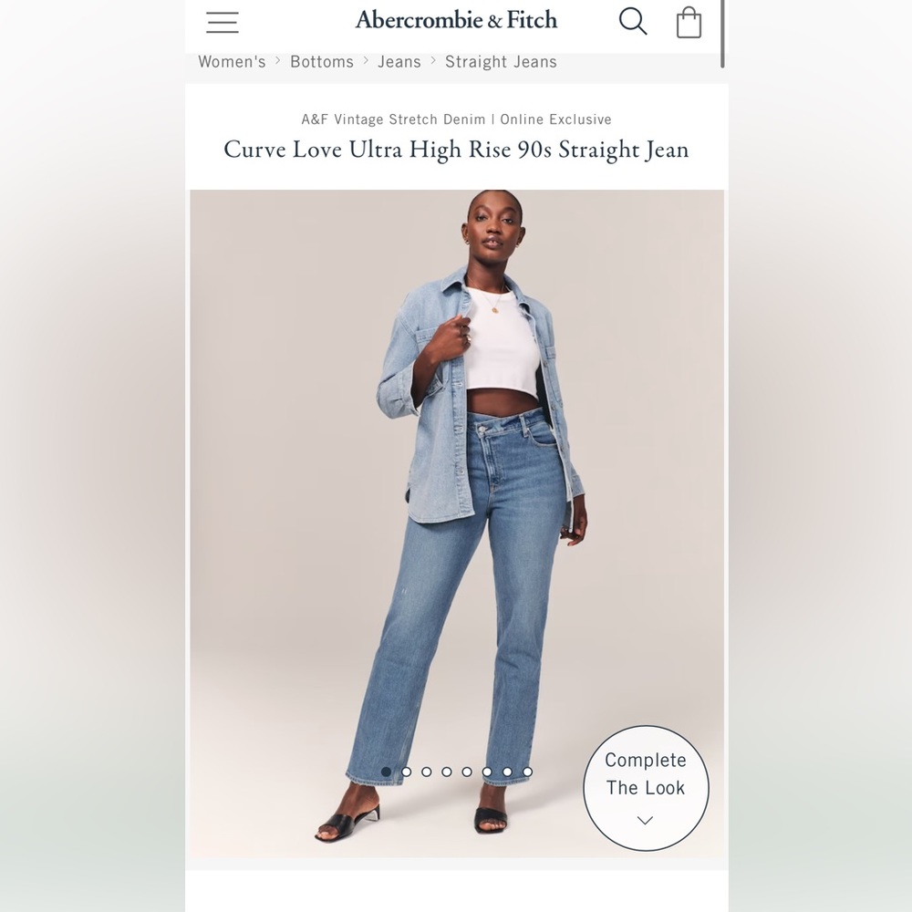 Abercrombie 	
Women's
Curve Love 90s Ultra High Rise Straight Jeans